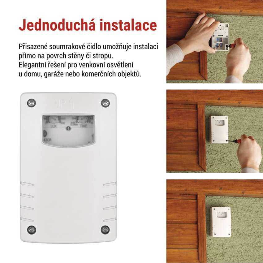 Soumrakové čidlo 1800W IP65 bílé