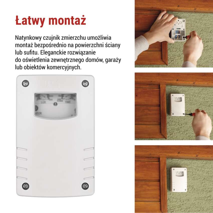 Czujnik zmierzchu 1800W IP65 biały