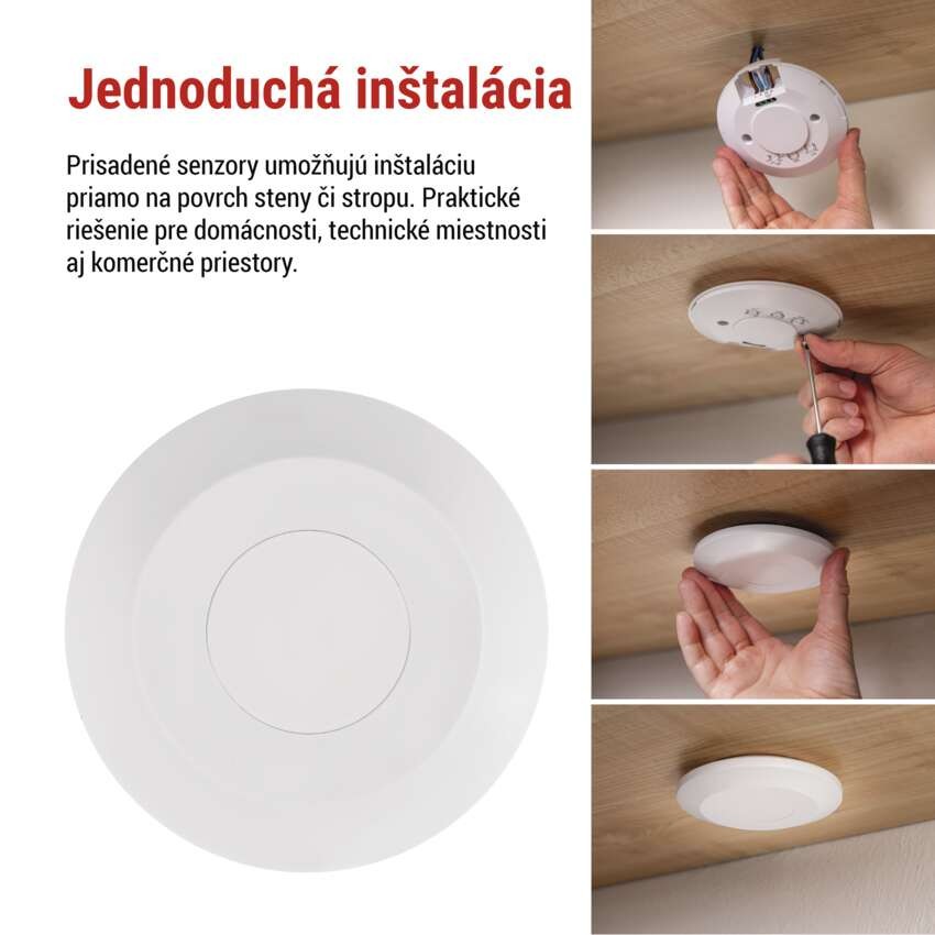 Mikrovlnný senzor prítomnosti IP20 24GHZ 2000W biela