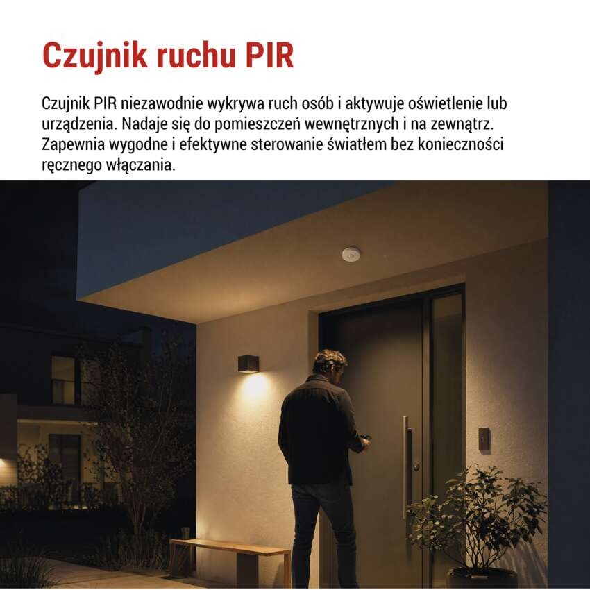 Czujnik ruchu PIR IP65 2000W, biały