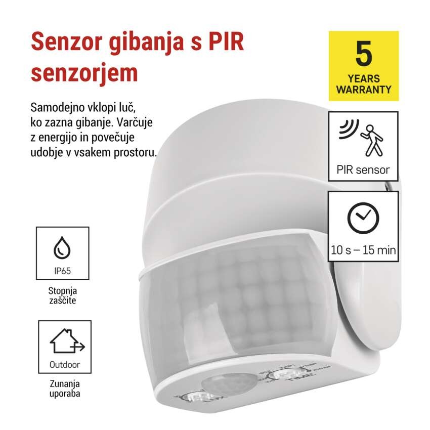 Senzor gibanja IP65 1200W, bel
