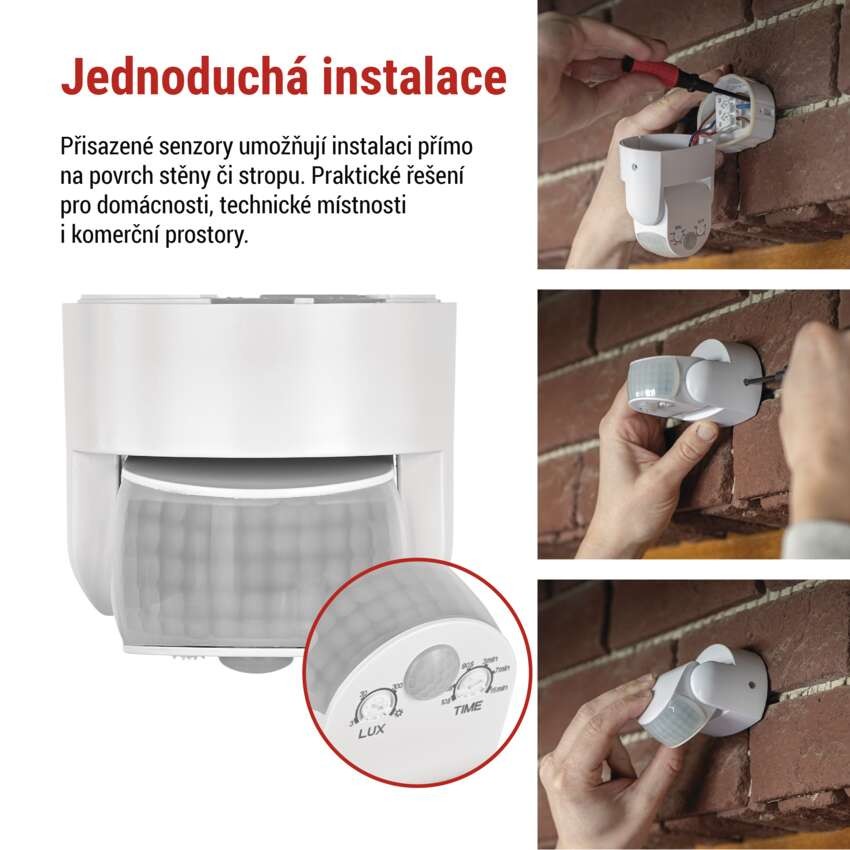 PIR senzor (pohybové čidlo) IP65 1200W, bílé