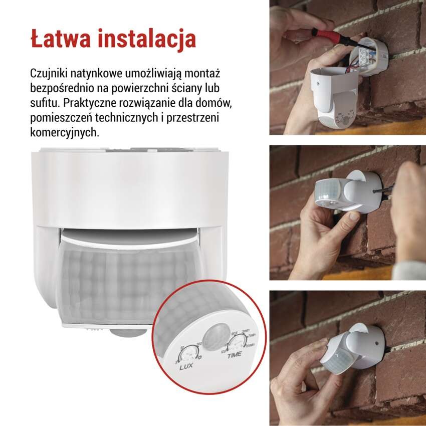 Czujnik ruchu PIR IP65 1200W, biały
