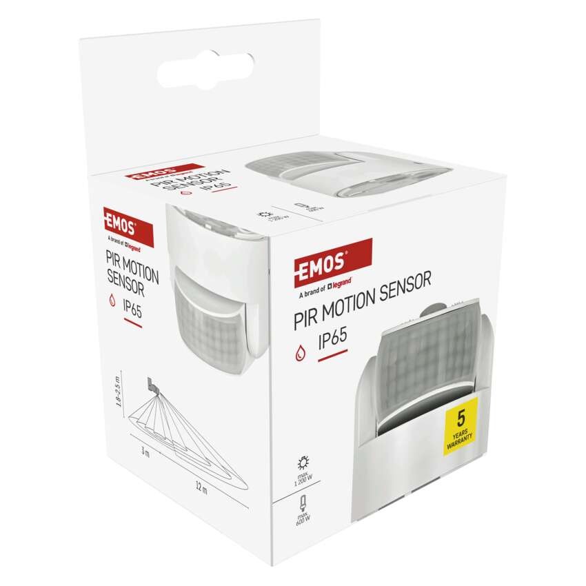 PIR senzor (pohybové čidlo) IP65 1200W, bílé