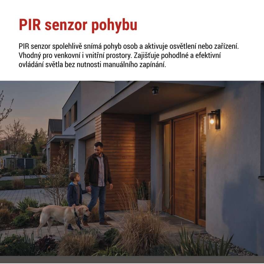 PIR senzor (pohybové čidlo) IP65 1200W, černé