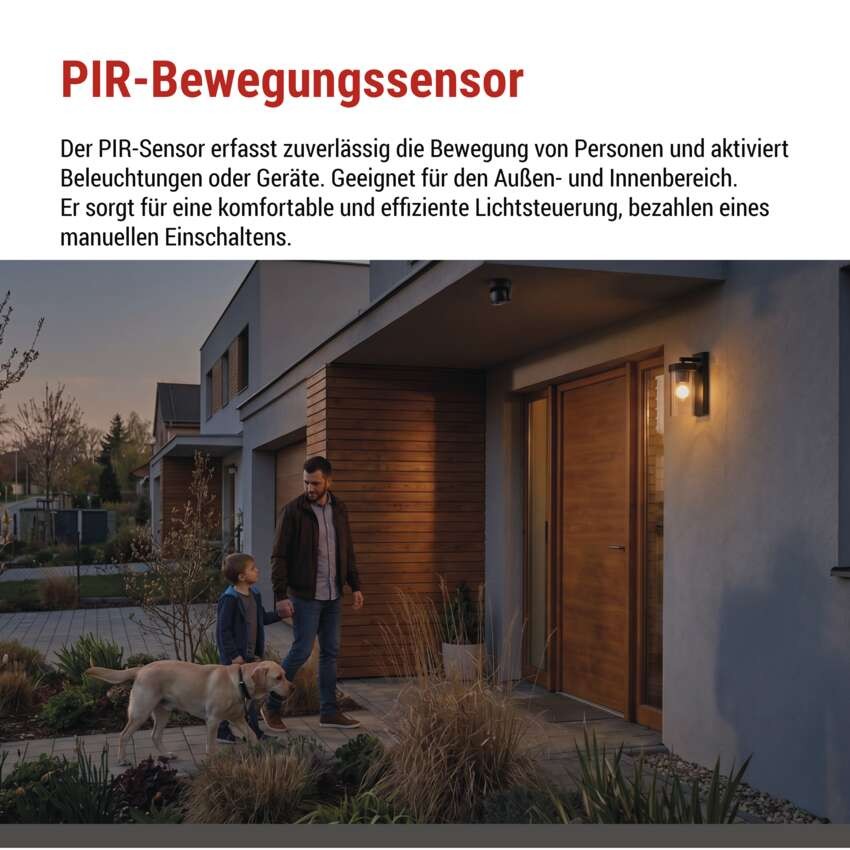 Bewegungsmelder (PIR-Sensor) IP65 1200W, schwarz