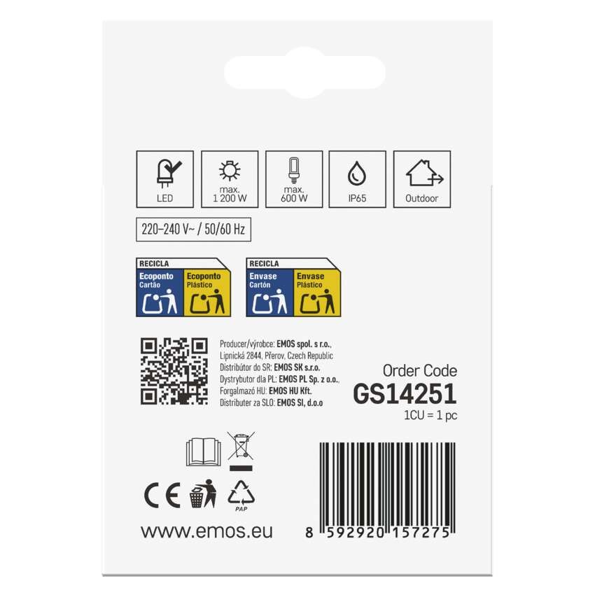 PIR senzor (pohybové čidlo) IP65 1200W, černé