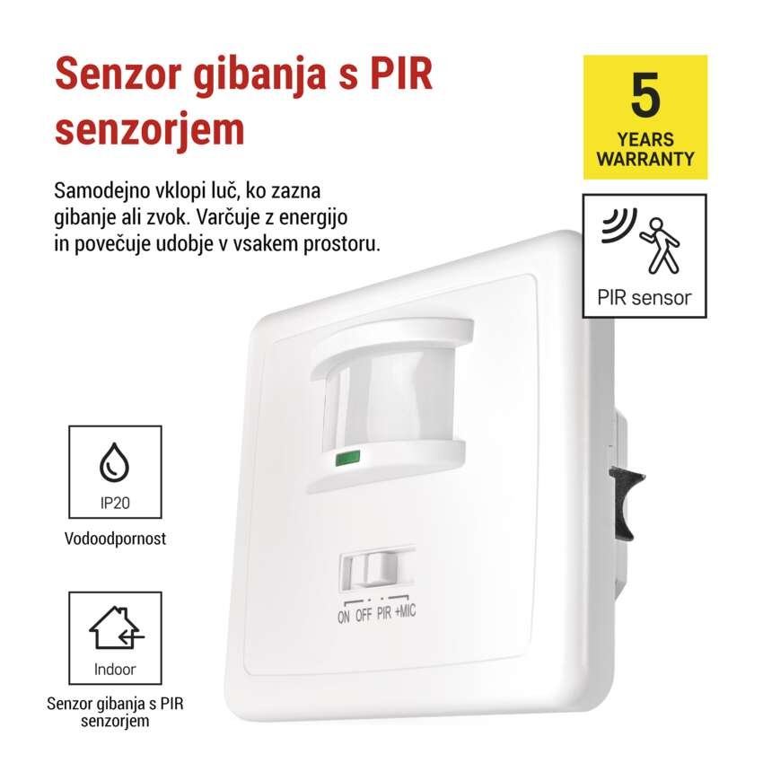 Senzor gibanja IP20 1200W, bel