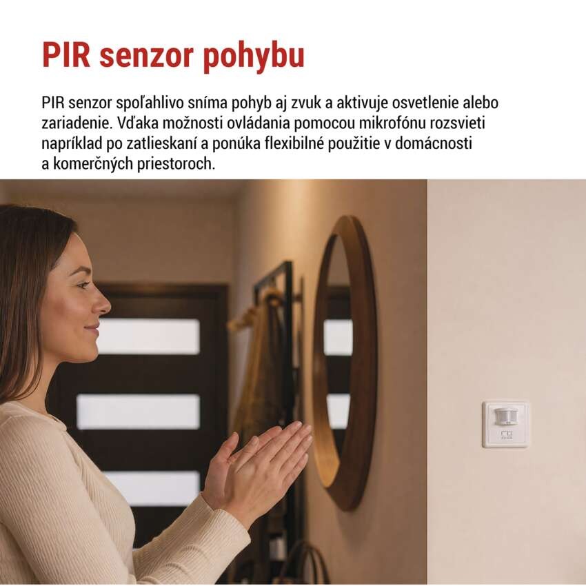 PIR senzor (pohybové čidlo) IP20 1200W, biela