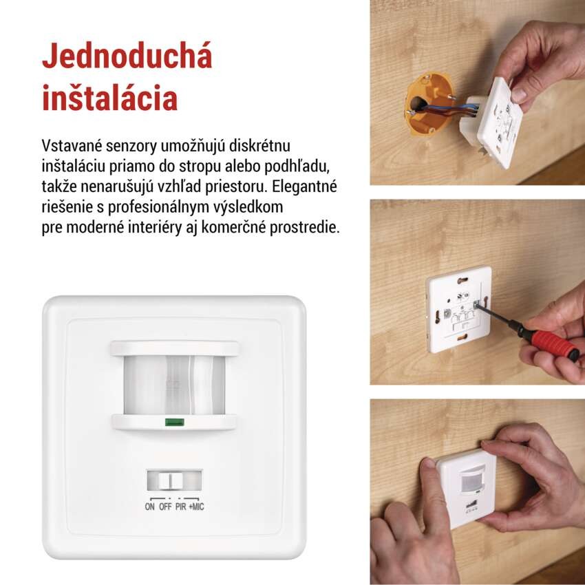 PIR senzor (pohybové čidlo) IP20 1200W, biela