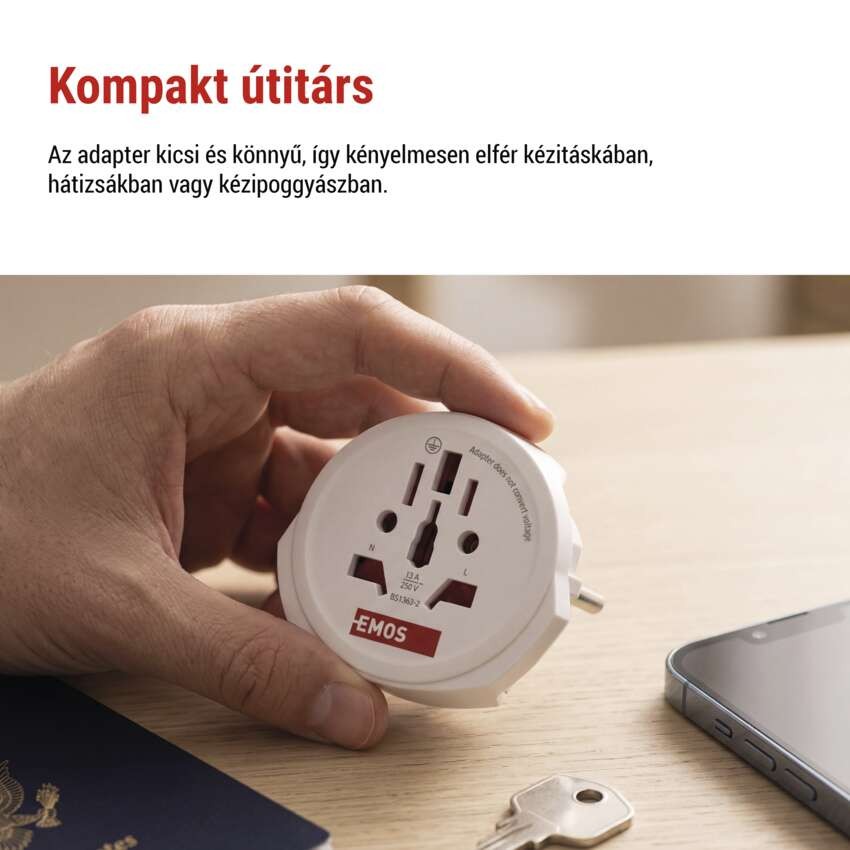 EMOS Utazóadapter Európába látogató külföldieknek