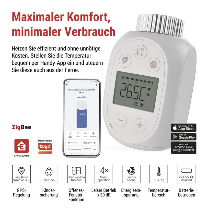 GoSmart Digitaler Heizkörperthermostat P5631S ZigBee 3.0