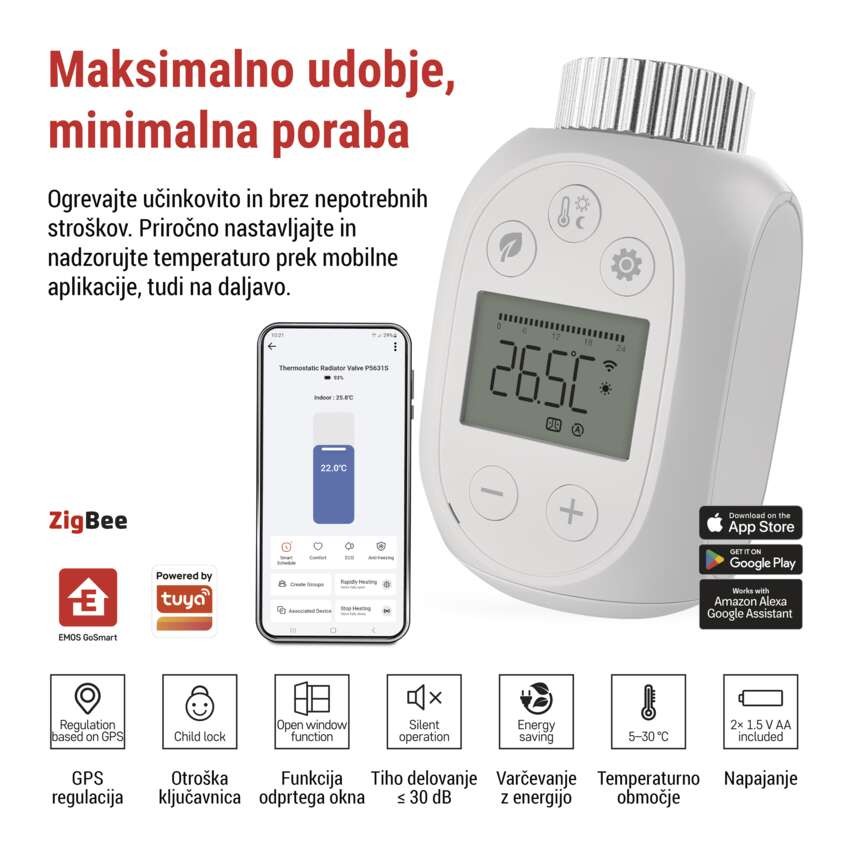 GoSmart Digitalna termostatska glava P5631S ZigBee 3.0