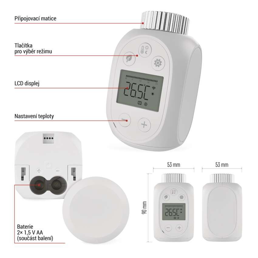 GoSmart Digitální termostatická hlavice P5631S ZigBee 3.0
