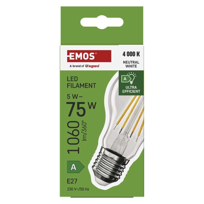 LED lemputė Filament A60 A CLASS/ E27 / 5 W (75 W) / 1 060 lm / neutrali balta