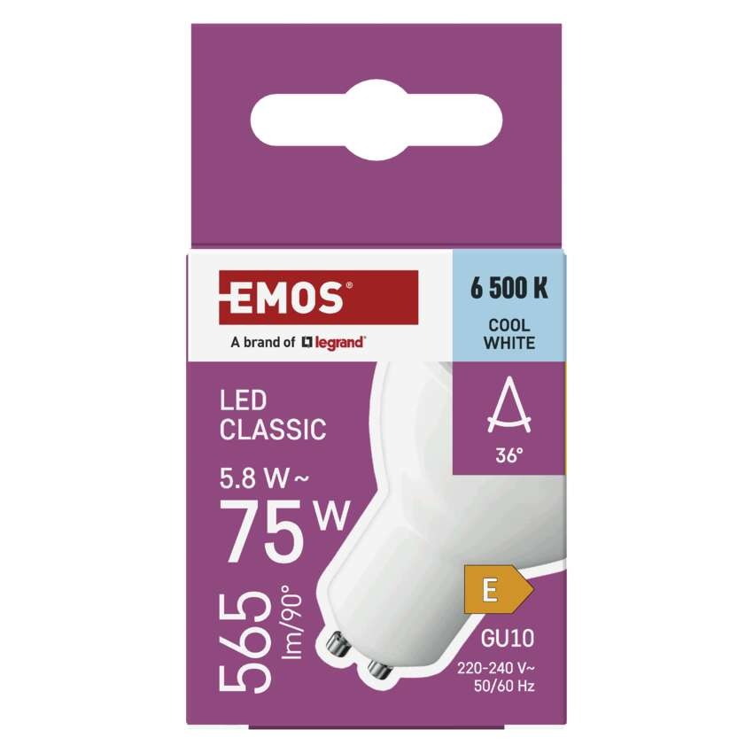LED žárovka Classic MR16 bílá / GU10 / 5,8 W (75 W) / 565 lm / Studená bílá
