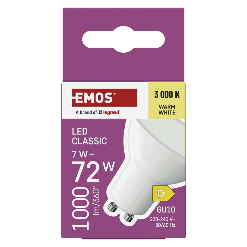 LED žárovka Classic MR16 bílá / GU10 / 7 W (72 W) / 1000 lm / teplá bílá