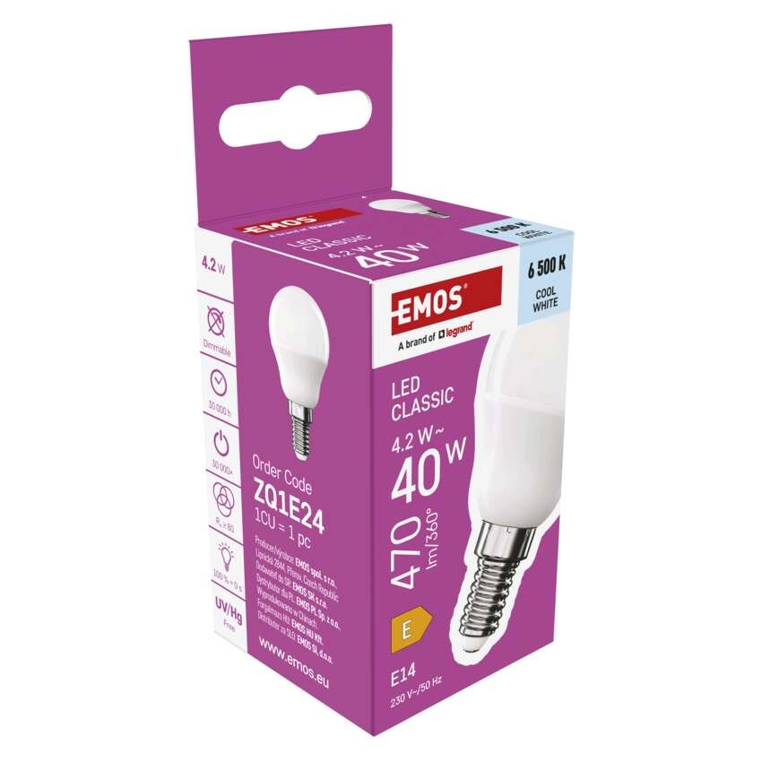 LED Lampe Classic Mini Globe / E14 / 4,2 W (40 W) / 470 lm / Kalt-Weiß
