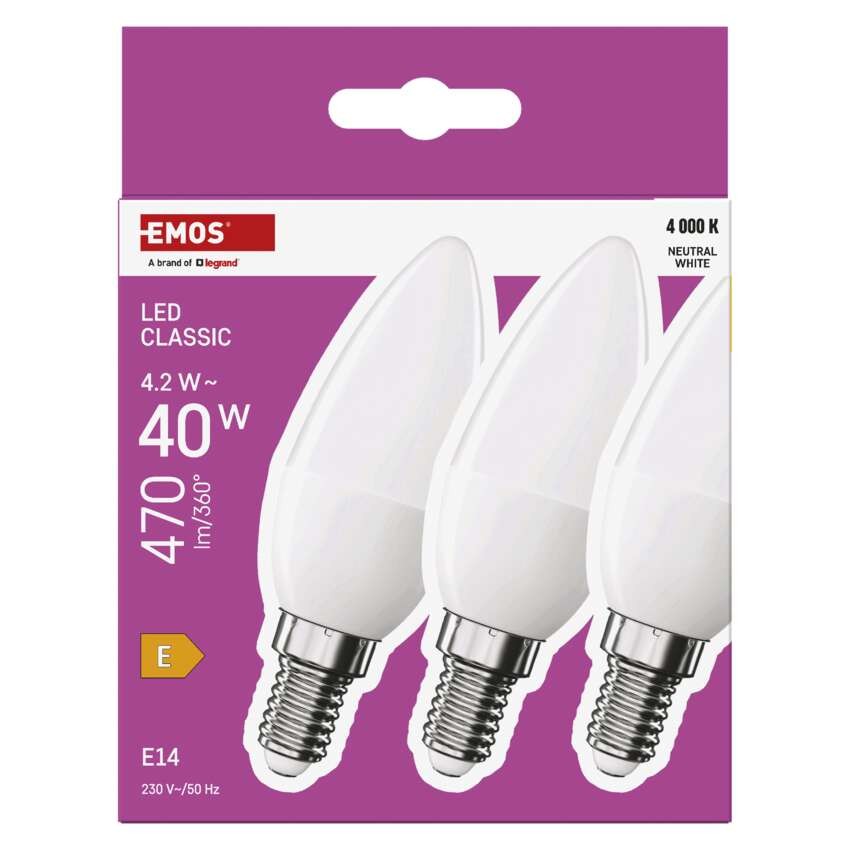 LED Lampe Classic Candle / E14 / 4,2 W (40 W) / 470 lm / Neutral Weiß