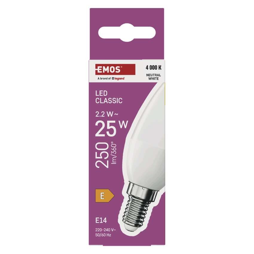 LED lemputė Classic Candle / E14 / 2,2 W (25 W) / 250 lm / Neutrali balta