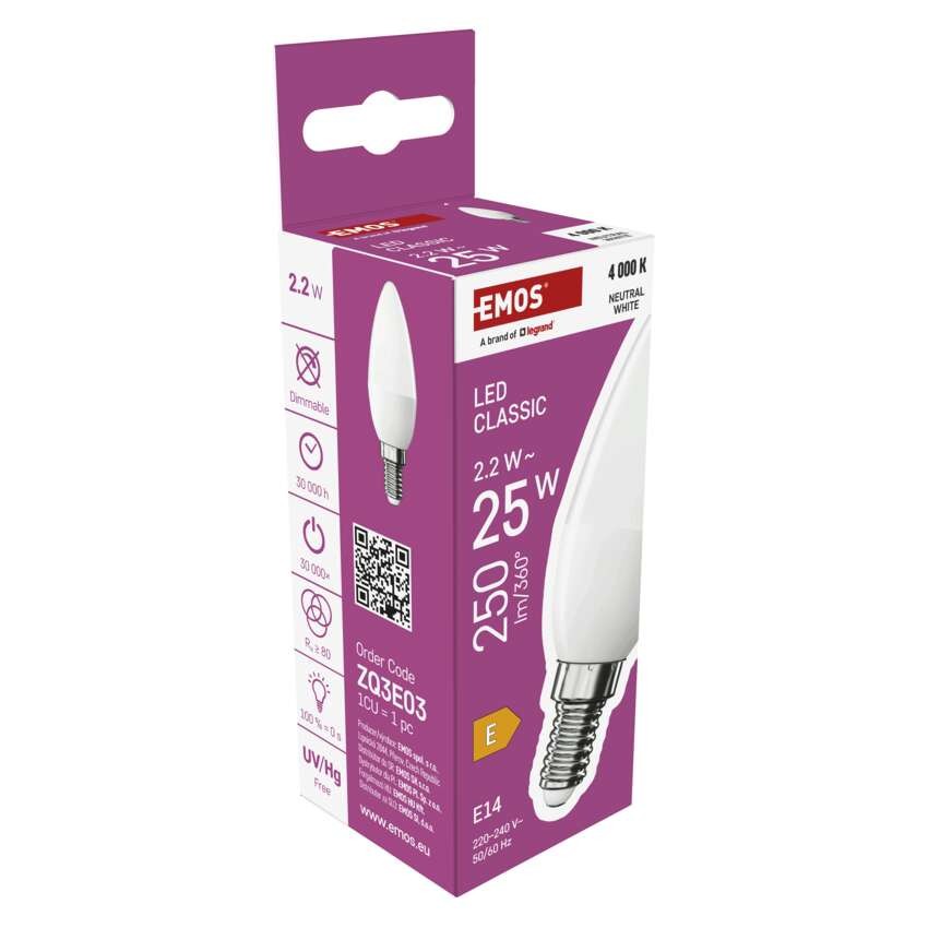LED lemputė Classic Candle / E14 / 2,2 W (25 W) / 250 lm / Neutrali balta