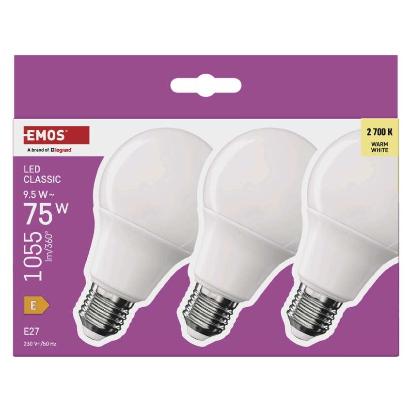 LED lemputė Classic A60 / E27 / 9,5 W (75 W) / 1055 lm / Šilta balta