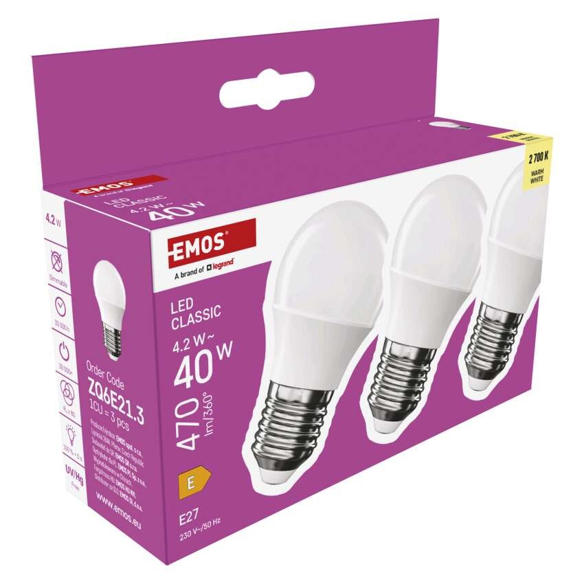 LED žárovka Classic Mini Globe / E27 / 4,2 W (40 W) / 470 lm / teplá bílá