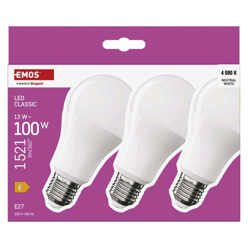 LED lemputė Classic A60 / E27 / 13 W (100 W) / 1521 lm / Neutrali balta