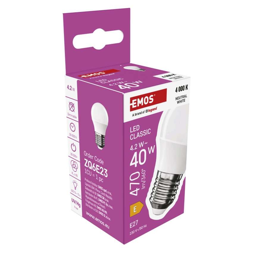 LED žárovka Classic Mini Globe / E27 / 4,2 W (40 W) / 470 lm / neutrální bílá