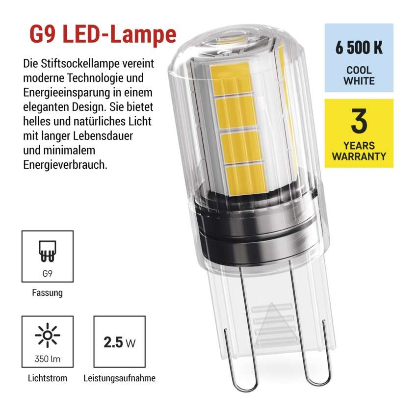 LED Lampe Classic JC / G9 / 2,5 W (32 W) / 350 lm / Kaltweiß