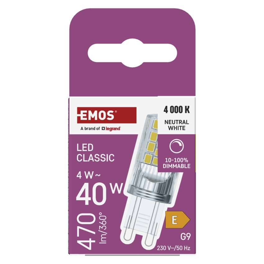 LED žárovka Classic JC / G9 / 4,2 W (40 W) / 470 lm / neutrální bílá / stmívatelná