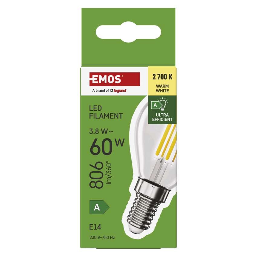 LED lemputė Filament Mini Globe A CLASS / E14 / 3,8 W (60 W) / 806 lm / šilta balta