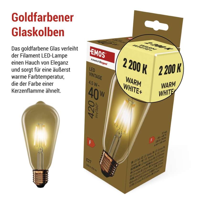 LED Lampe Vintage ST64 / E27 / 4,5 W (40 W) / 420 lm / Warmweiß