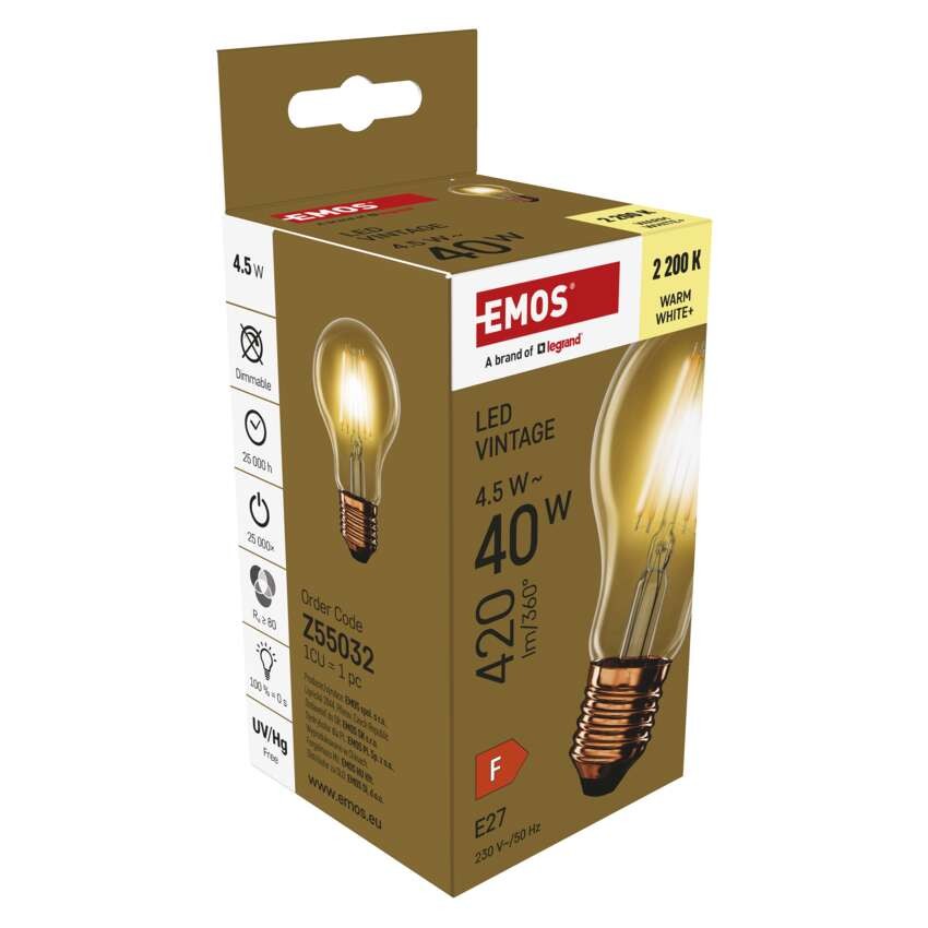 LED žárovka Vintage A60 / E27 / 4,5 W (40 W) / 420 lm / teplá bílá