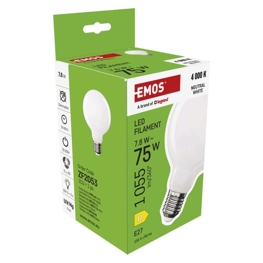 LED žárovka Filament G95 / E27 / 7,8 W (75 W) / 1055 lm / neutrální bílá