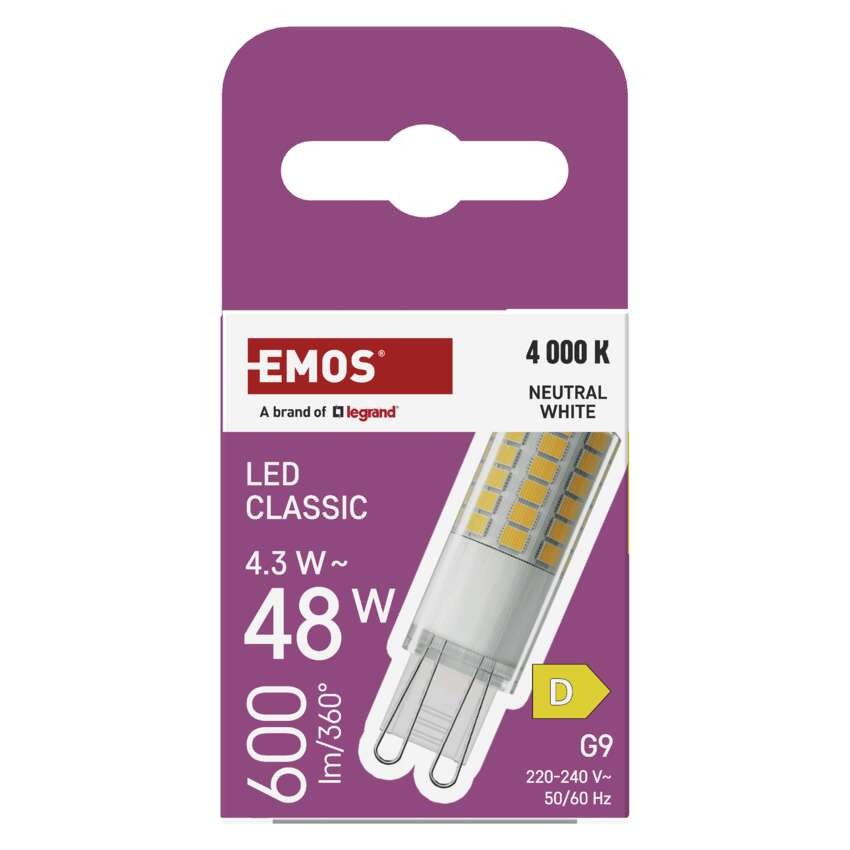 LED lemputė Classic JC / G9 / 4,3 W (48 W) / 600 lm / Neutrali balta