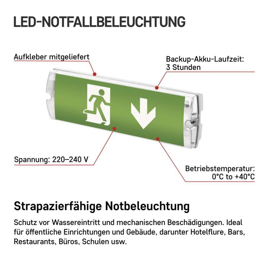 LED-Notleuchte 3W 3H IP65 