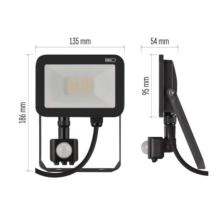 LED reflektor INOVO s pohybovým čidlem, 20 W, šedý, neutrální bílá