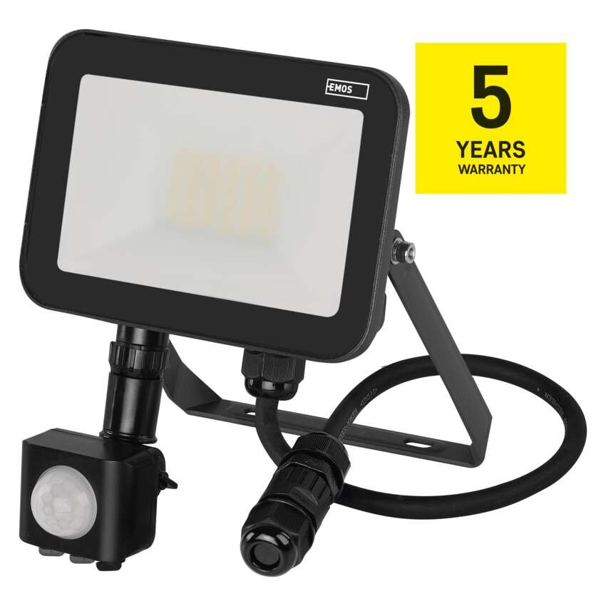LED reflektor INOVO s pohybovým čidlem, 20 W, šedý, neutrální bílá