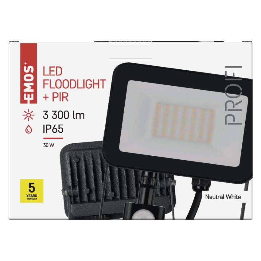 LED reflektor INOVO s pohybovým čidlem, 30 W, šedý, neutrální bílá