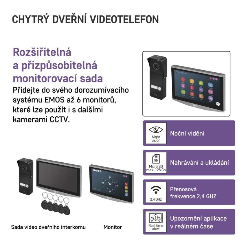 GoSmart Sada domácího videotelefonu EMOS IP-750A s WiFi