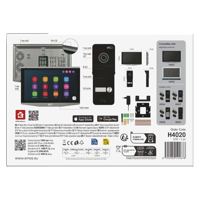 GoSmart Sada domácího videotelefonu EMOS IP-750A s WiFi