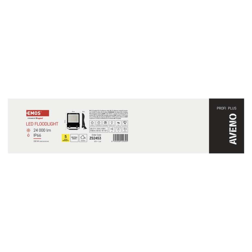 LED reflektor AVENO 150W, černý, neutrální bílá