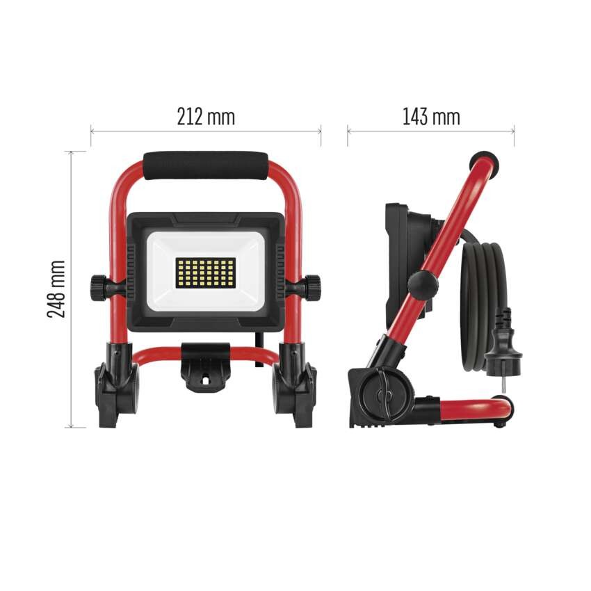 LED reflektor ELION 20W, rot-schwarz, IP65, 3000 lm, neutralweiß