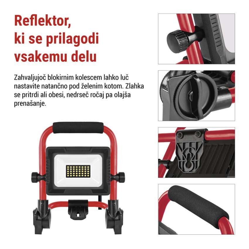 LED reflektor ELION 20W, rdeča-črn, IP65, 3000 lm, nevtralna bela