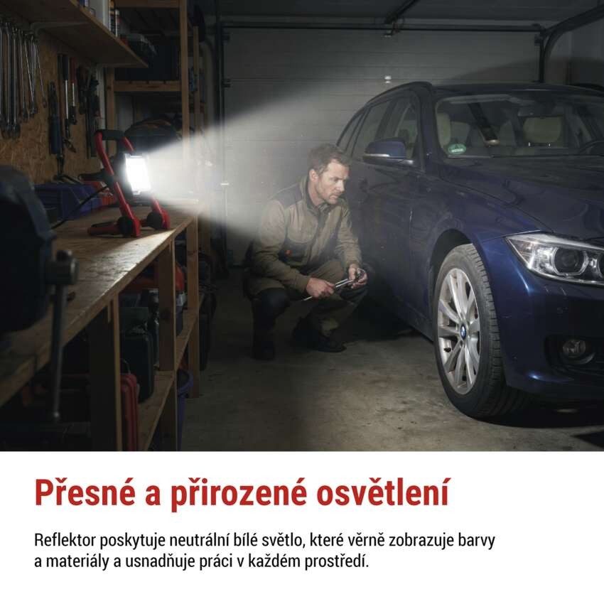 LED reflektor ELION 20W, červeno-černý, IP65, 3000 lm, neutrální bílá
