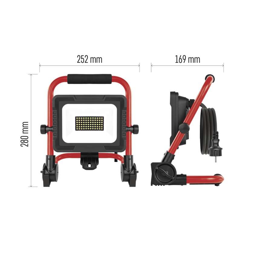 LED reflektor ELION 30W, rot-schwarz, IP65, 4800 lm, neutralweiß