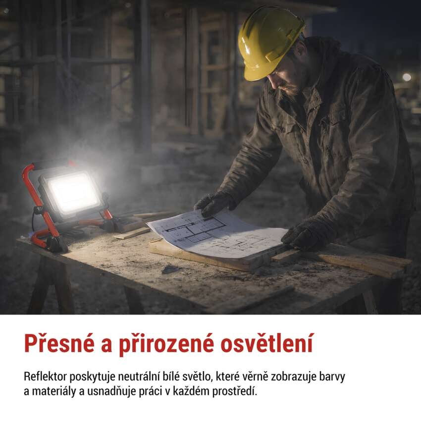 LED reflektor ELION 30W, červeno-černý, IP65, 4800 lm, neutrální bílá
