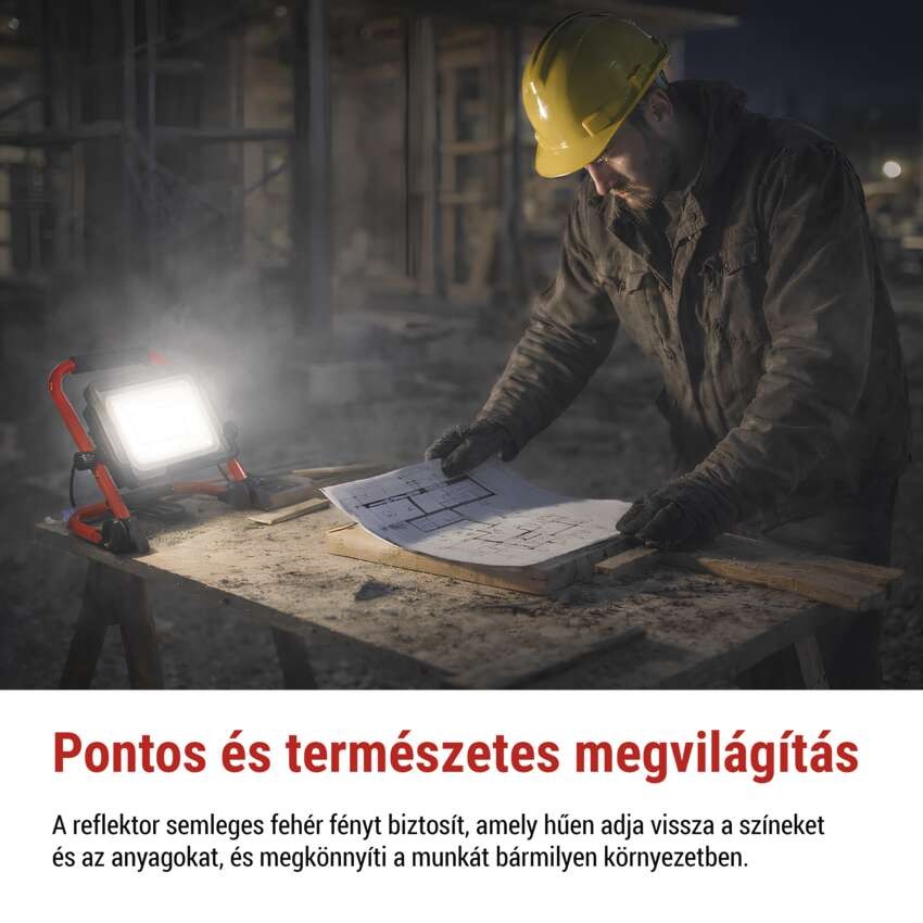 LED reflektor ELION 30W, red-fekete, IP65, 4800 lm, természetes fehér