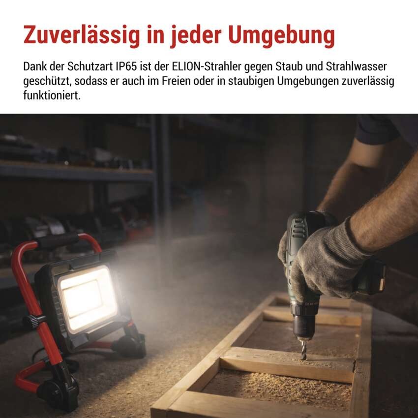 LED reflektor ELION 50W, rot-schwarz, IP65, 8000 lm, neutralweiß